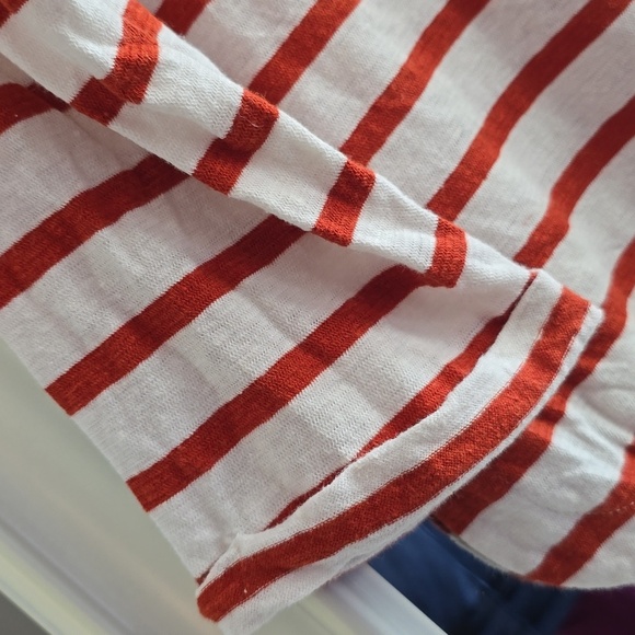 MADEWELL-Rust and White Striped Long  Sleeve Shirt - Picture 5 of 10